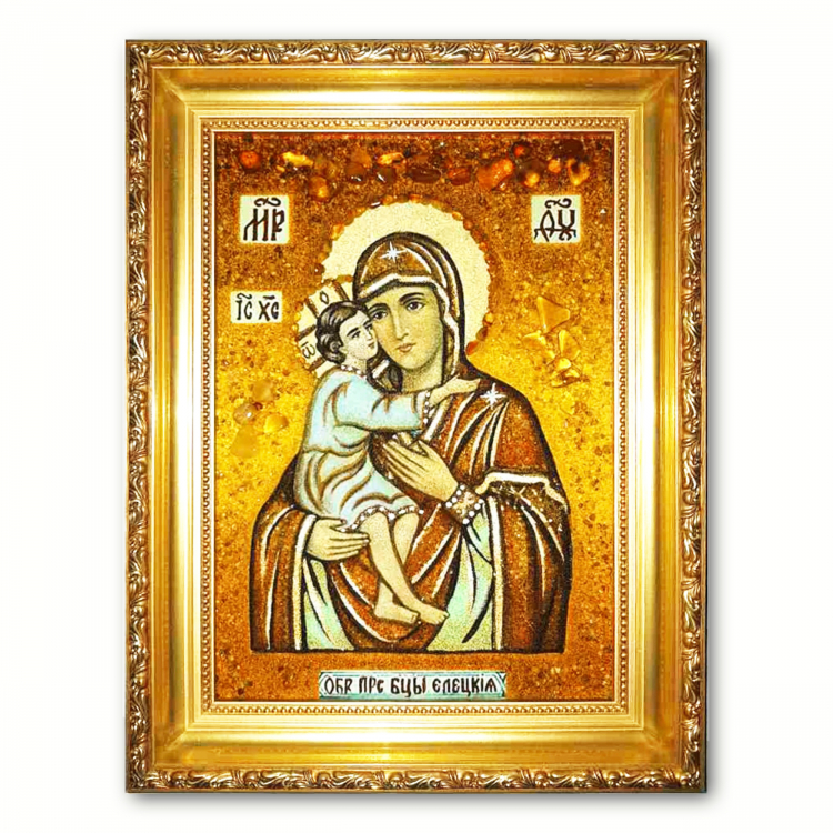 Икона Елецкая - Черниговская из янтаря