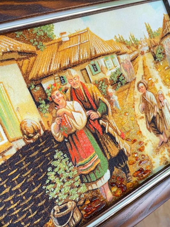 Казачье село - Сельский пейзаж из янтаря