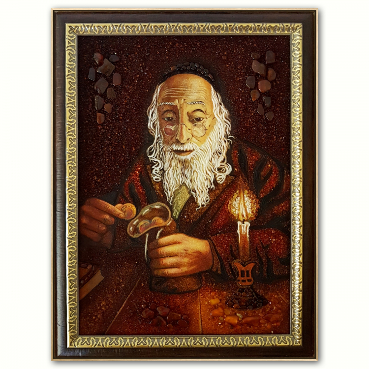 Картина Еврей с монетами из янтаря