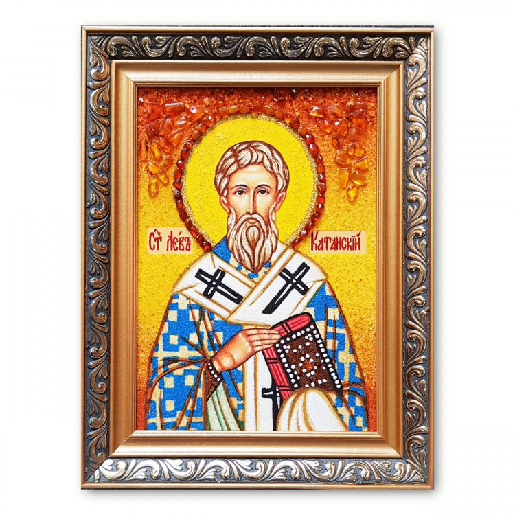 Икона Святой Лев Епископ Катанский из янтаря