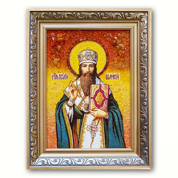 Икона Василий из янтаря