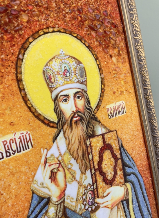 Икона Василий из янтаря
