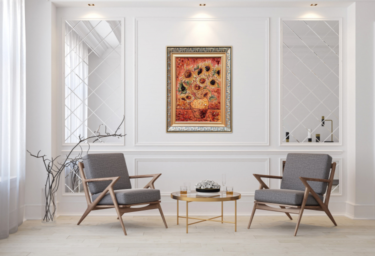 Картина Подсолнухи (Ван Гог) из янтаря