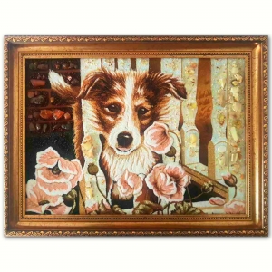 Картина Милая собачка в цветах