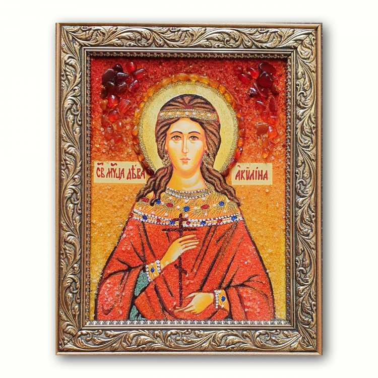 Икона Мученица Акилина Старшая из янтаря