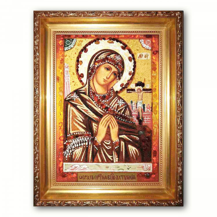 Икона Ахтырская Богородица из янтаря