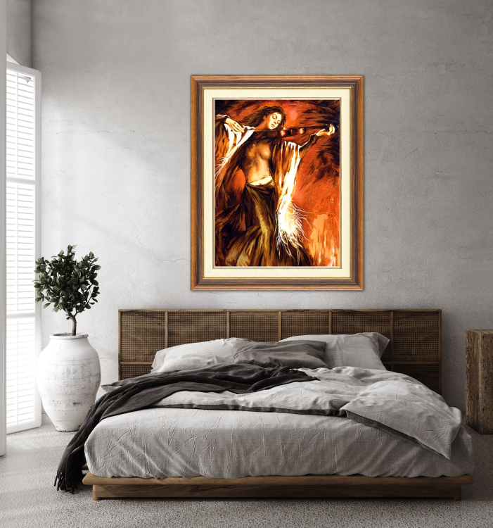 Картина Девушка со скрипкой из янтаря