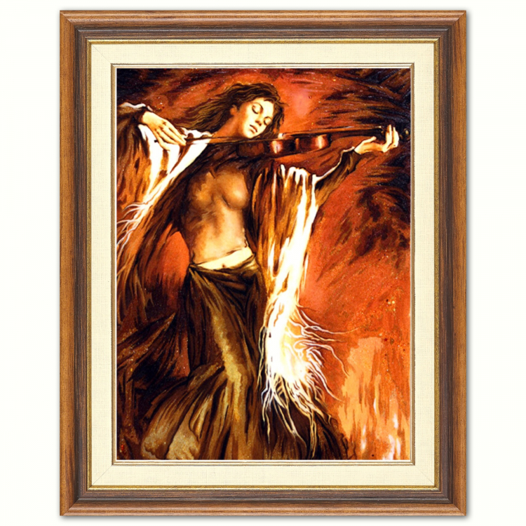 Картина Девушка со скрипкой из янтаря