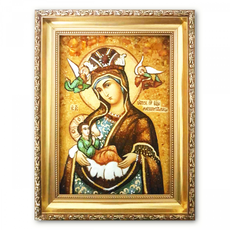 Икона Млекопитательница Богородица из янтаря