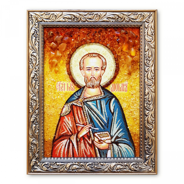 Икона Святой Мученик Диомид Никейский из янтаря
