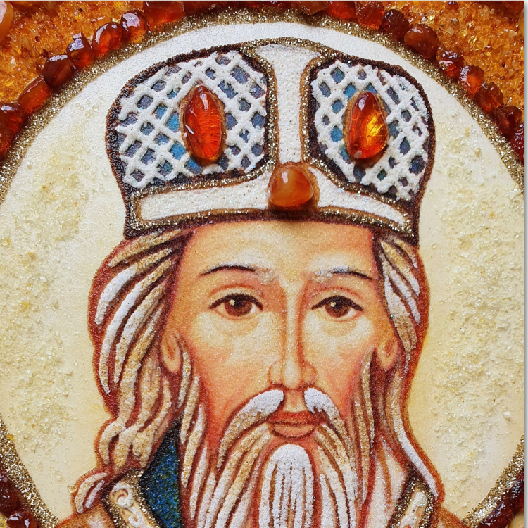 Икона Василий Острожский из янтаря