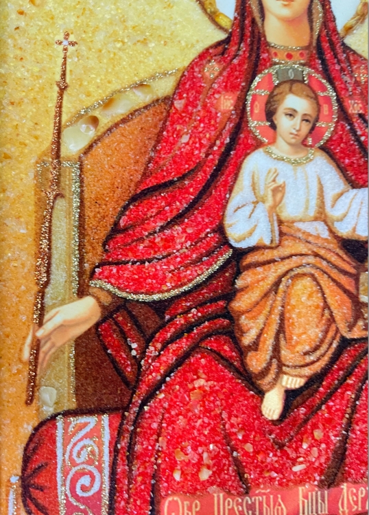 Икона Божией Матери Державная из янтаря