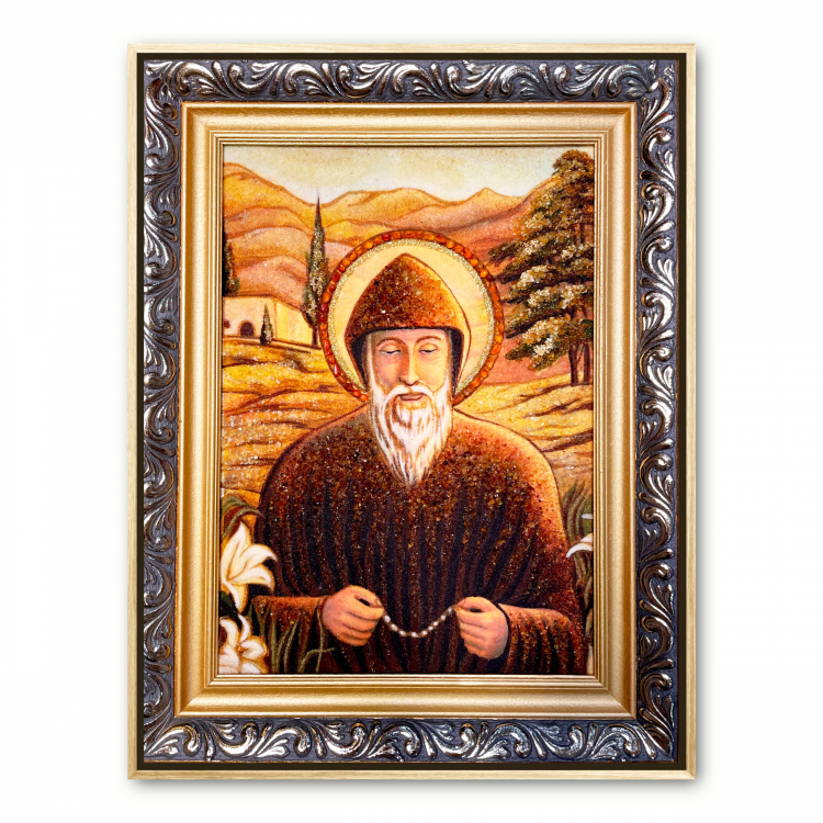 Икона Святой Шарбель из янтаря