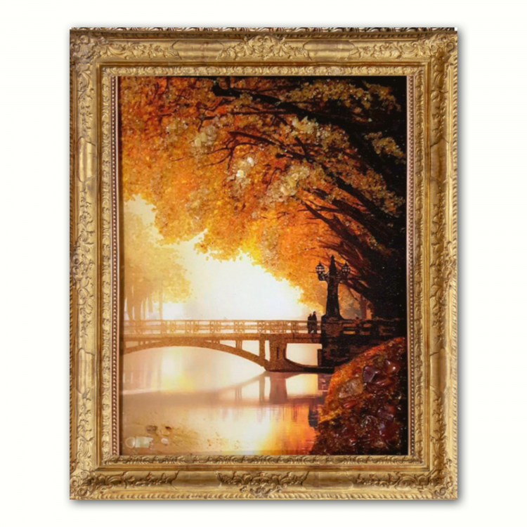 Пейзаж -  Красивый мост в парке из янтаря