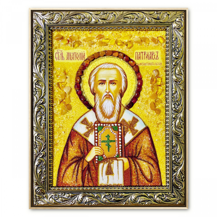 Икона Святитель Анатолий Патриарх из янтаря