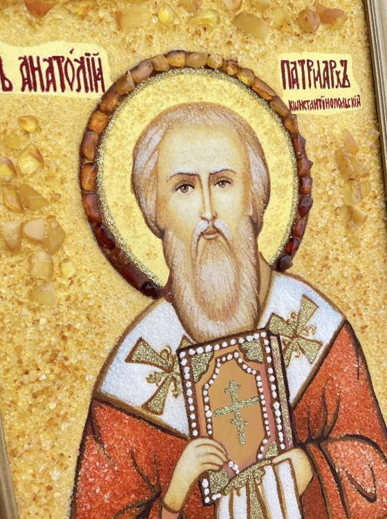 Икона Святитель Анатолий Патриарх из янтаря