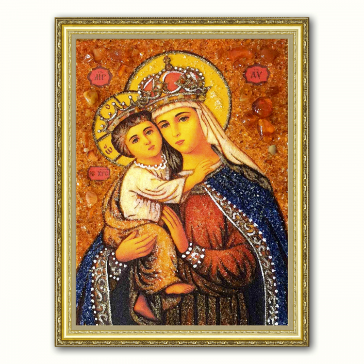 Икона Иерусалимская Богородица из янтаря