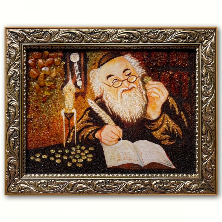 Картина Еврей бухгалтер из янтаря