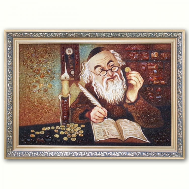 Картина Еврей бухгалтер из янтаря