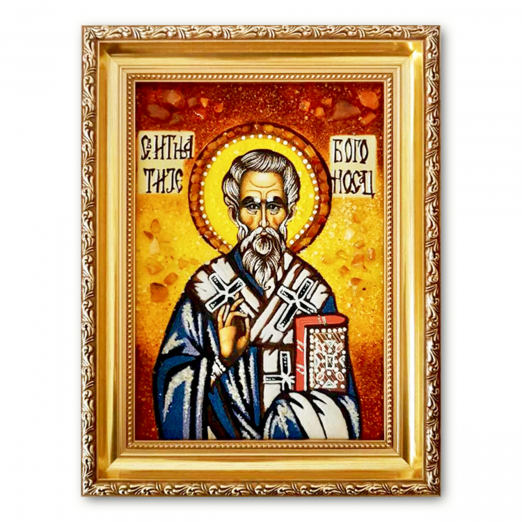 Икона Игнат Богоносец из янтаря