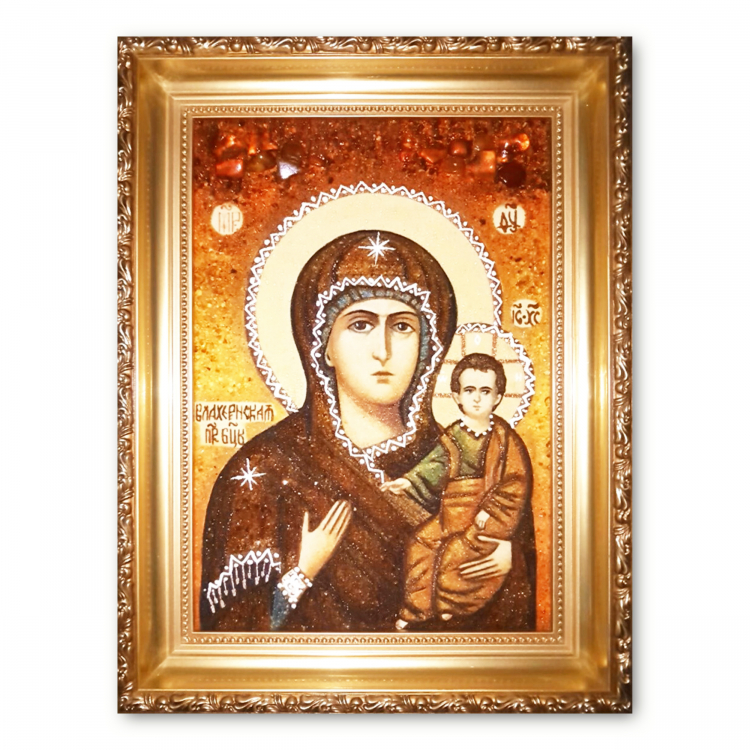 Икона Влахернская Матерь Божия из янтаря