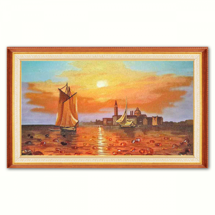 Пейзаж - Золотой закат солнца из янтаря