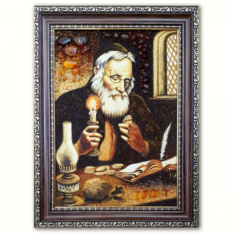 Картина Еврей подсчитывает финансы из янтаря