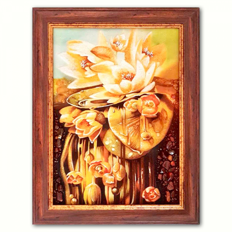 Картина Водяные лилии из янтаря