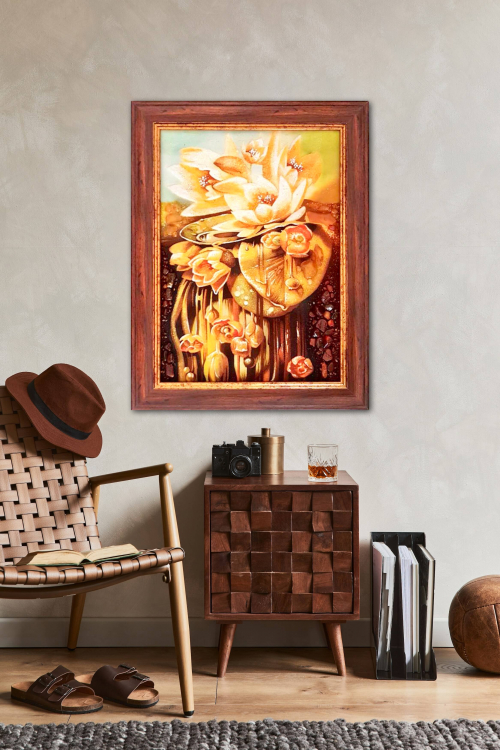 Картина Водяные лилии из янтаря