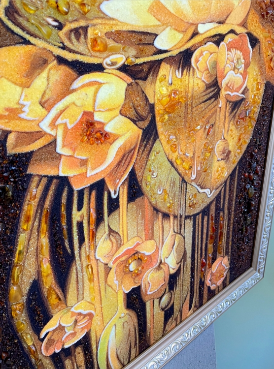 Картина Водяные лилии из янтаря