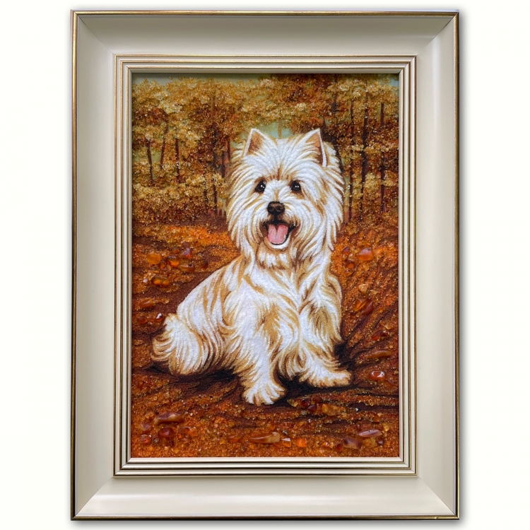 Картина Йоркширский Терьер из янтаря