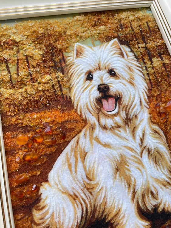 Картина Йоркширский Терьер из янтаря