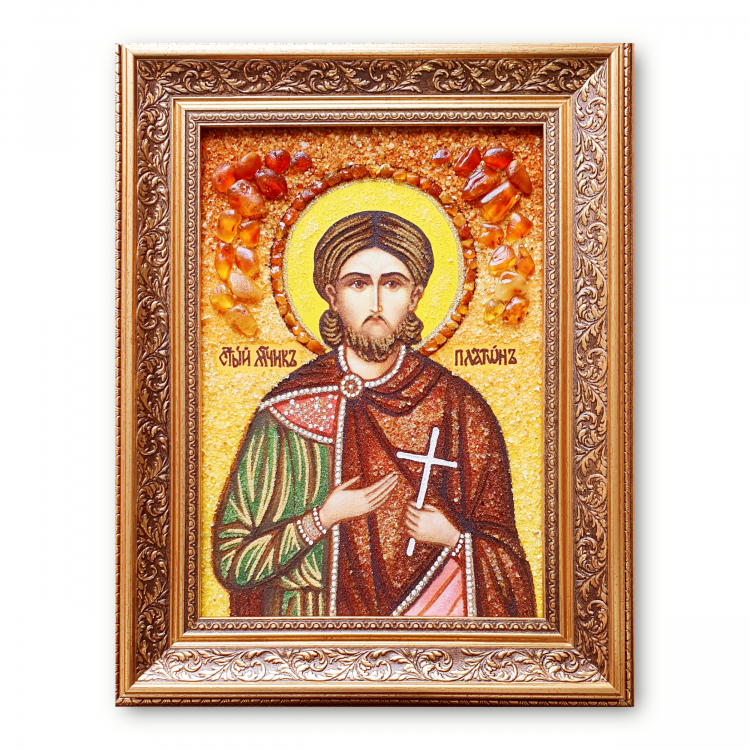 Икона Платон Анкирский из янтаря