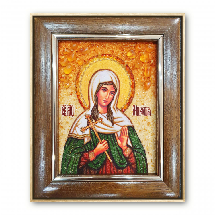 Икона Святая Миропия Хиосская из янтаря