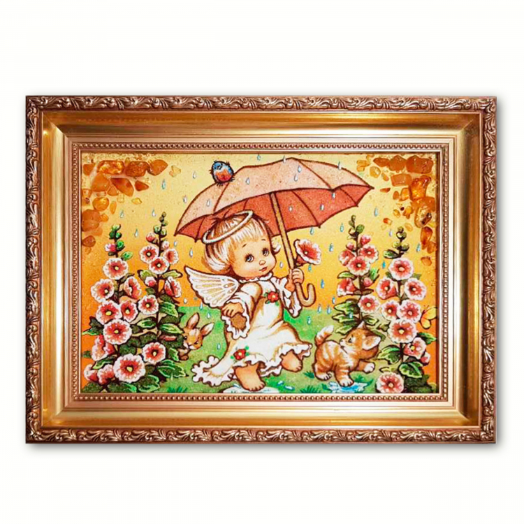 Ангелочек под дождём из янтаря