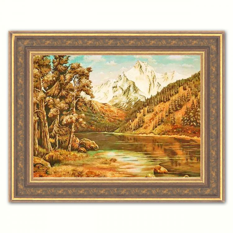 Пейзаж - Озеро в горах из янтаря