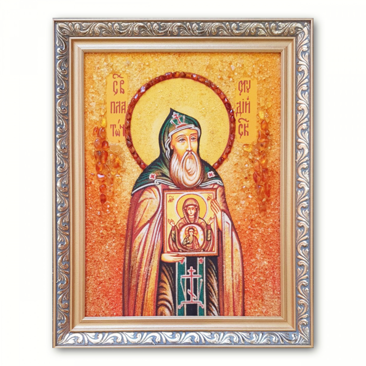Икона Святой Платон Студийский из янтаря