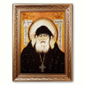Икона Преподобный Гавриил (Ургебадзе) из янтаря