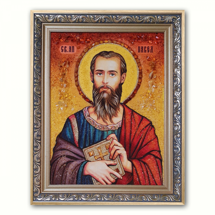 Икона Святой Апостол Павел из янтаря