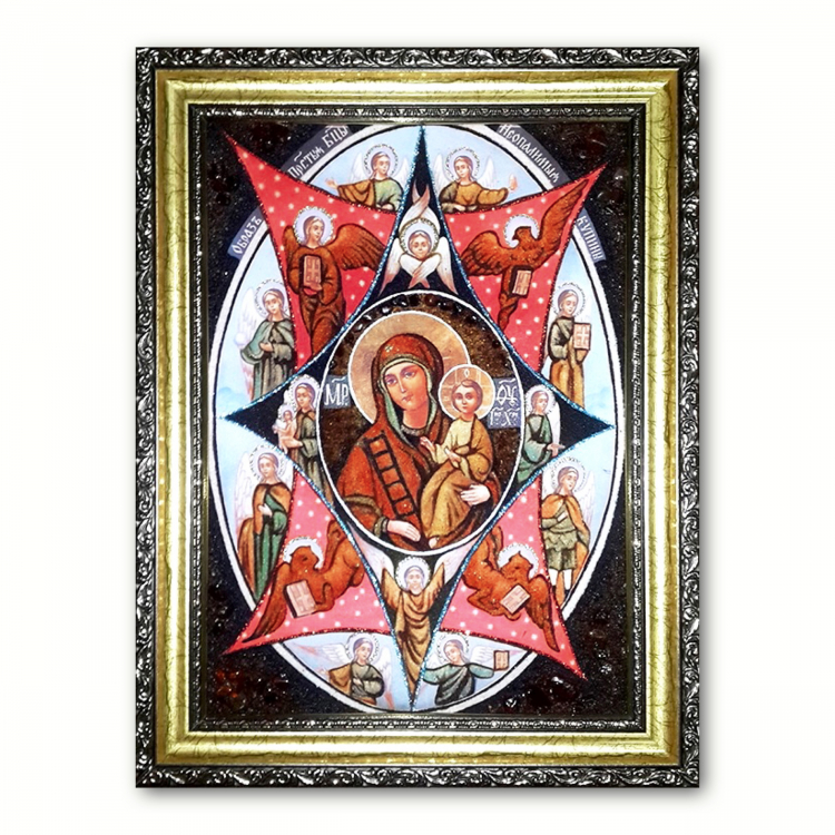 Икона Неопалимая купина Богородица из янтаря