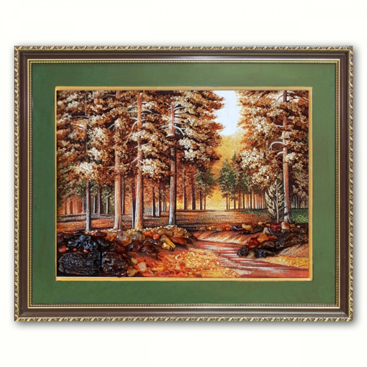 Пейзаж - Ручей в сосновом лесу из янтаря