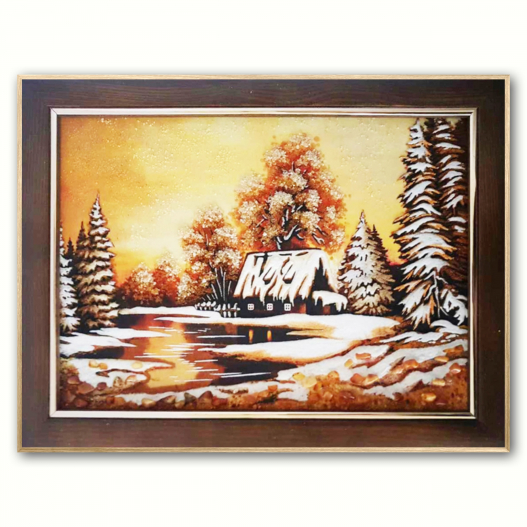 Пейзаж - Заснеженная деревня из янтаря