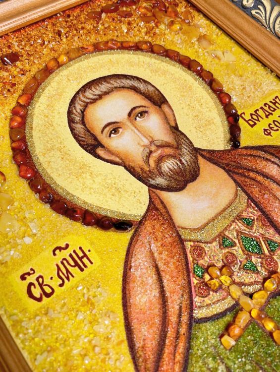 Икона Святой мученик Богдан (Феодот) из янтаря