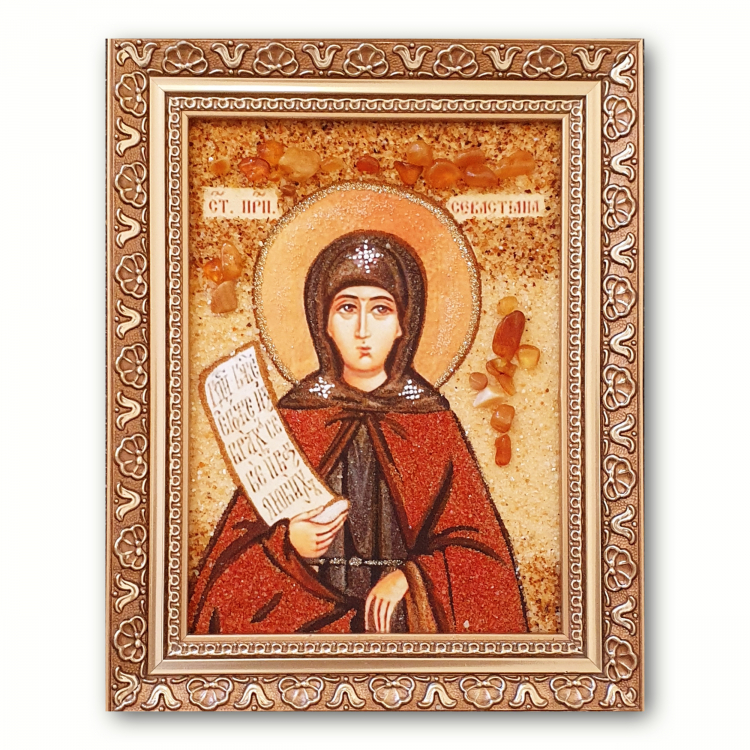 Икона Севастиана Гераклейская из янтаря