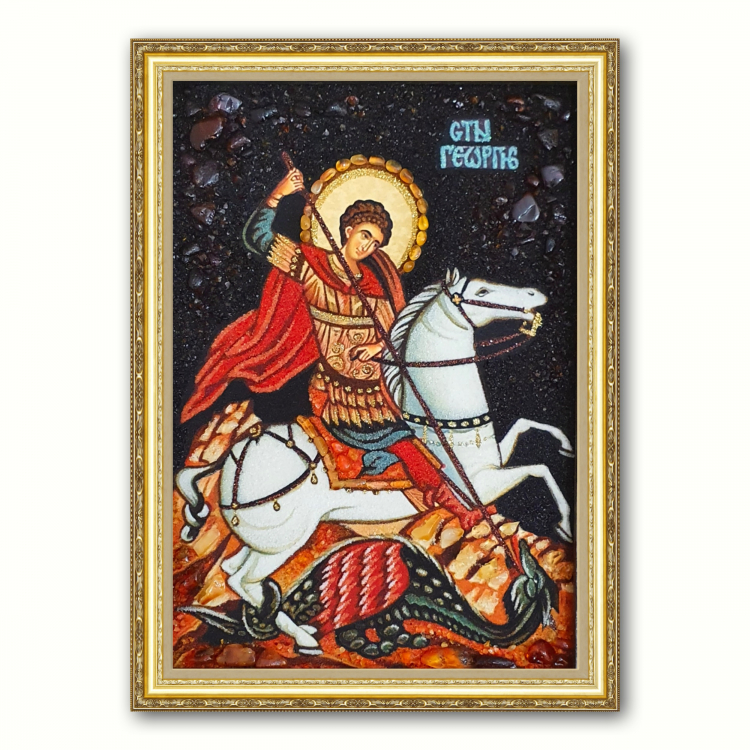 Икона Святой Георгий из янтаря