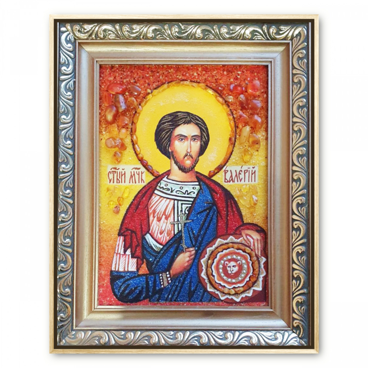 Икона Святой мученик Валерий из янтаря
