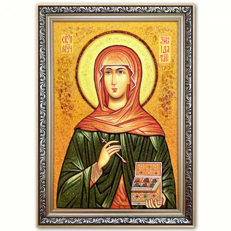 Икона Святая Зинаида из янтаря