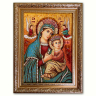 Икона Неустанной Помощи Богородица из янтаря