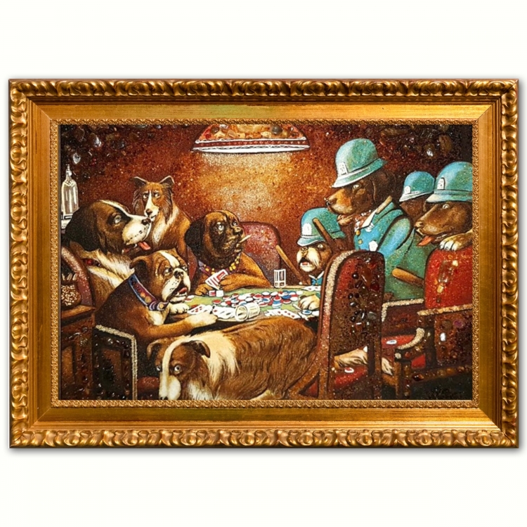 Картина "Арестован с четырьмя тузами", 1903. Кассиус М. Кулидж из янтаря