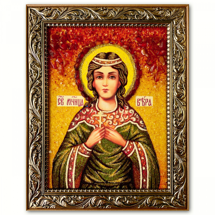 Икона святой Веры из янтаря